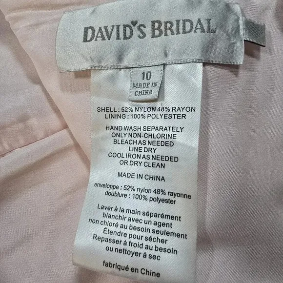 David's Bridal Pink Dress Strapless Short Lace  Womens Size 10