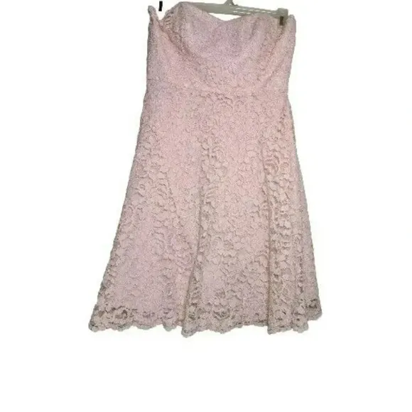David's Bridal Pink Dress Strapless Short Lace  Womens Size 10