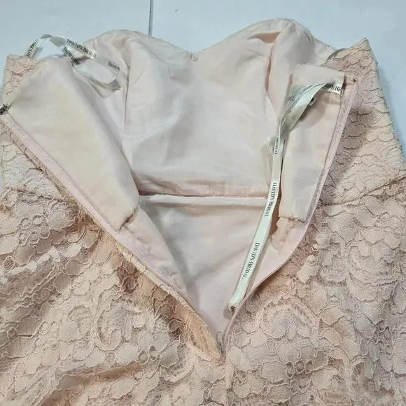 David's Bridal Pink Dress Strapless Short Lace  Womens Size 10