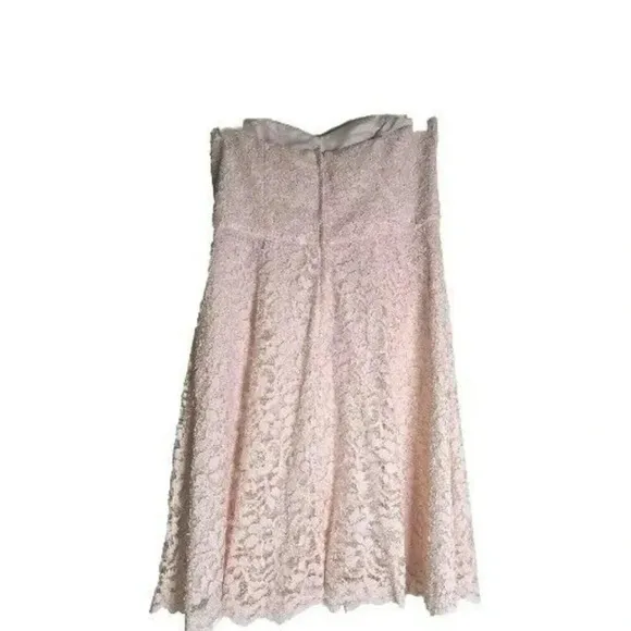David's Bridal Pink Dress Strapless Short Lace  Womens Size 10