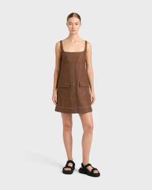Delphi Empire Mini Dress - Cocoa