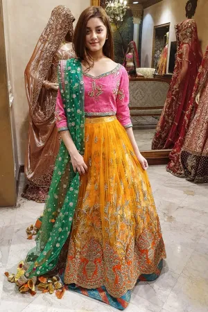 Designer Mehndi Luxury Dress in Pretty Colors #N7108