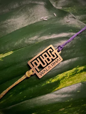 Designer Rakhi With PUBG Wala Bhai MDF Wood Multicolor Thread Rakhi For Little Brother