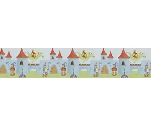 Dragon Castle Blue Red 0015-18 Wallpaper Border