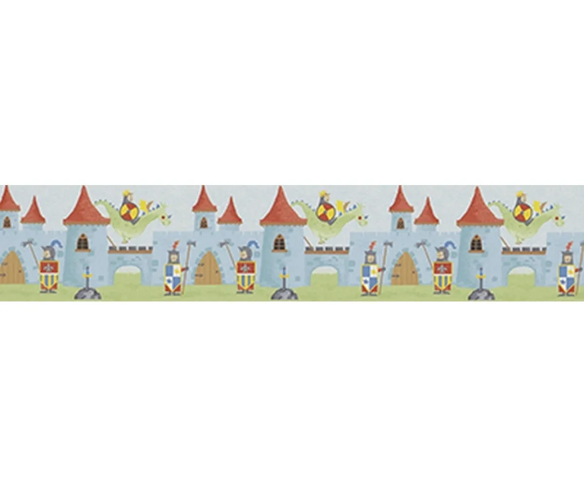 Dragon Castle Blue Red 0015-18 Wallpaper Border