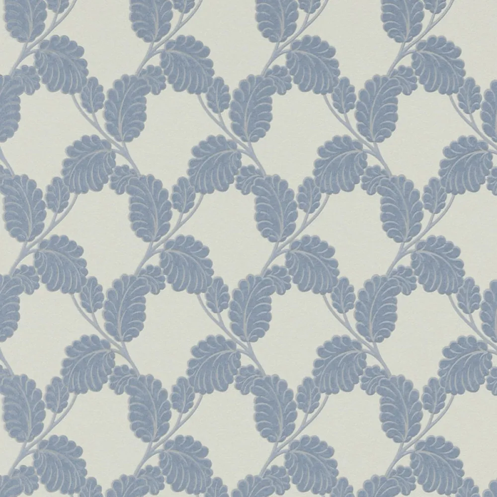 Embossed Leaf Trail Blue Silver 6758-08 Wallpaper