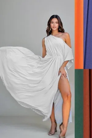 Empire Asymmetrical Draped Maxi Dress- CUSTOMIZED COLOR