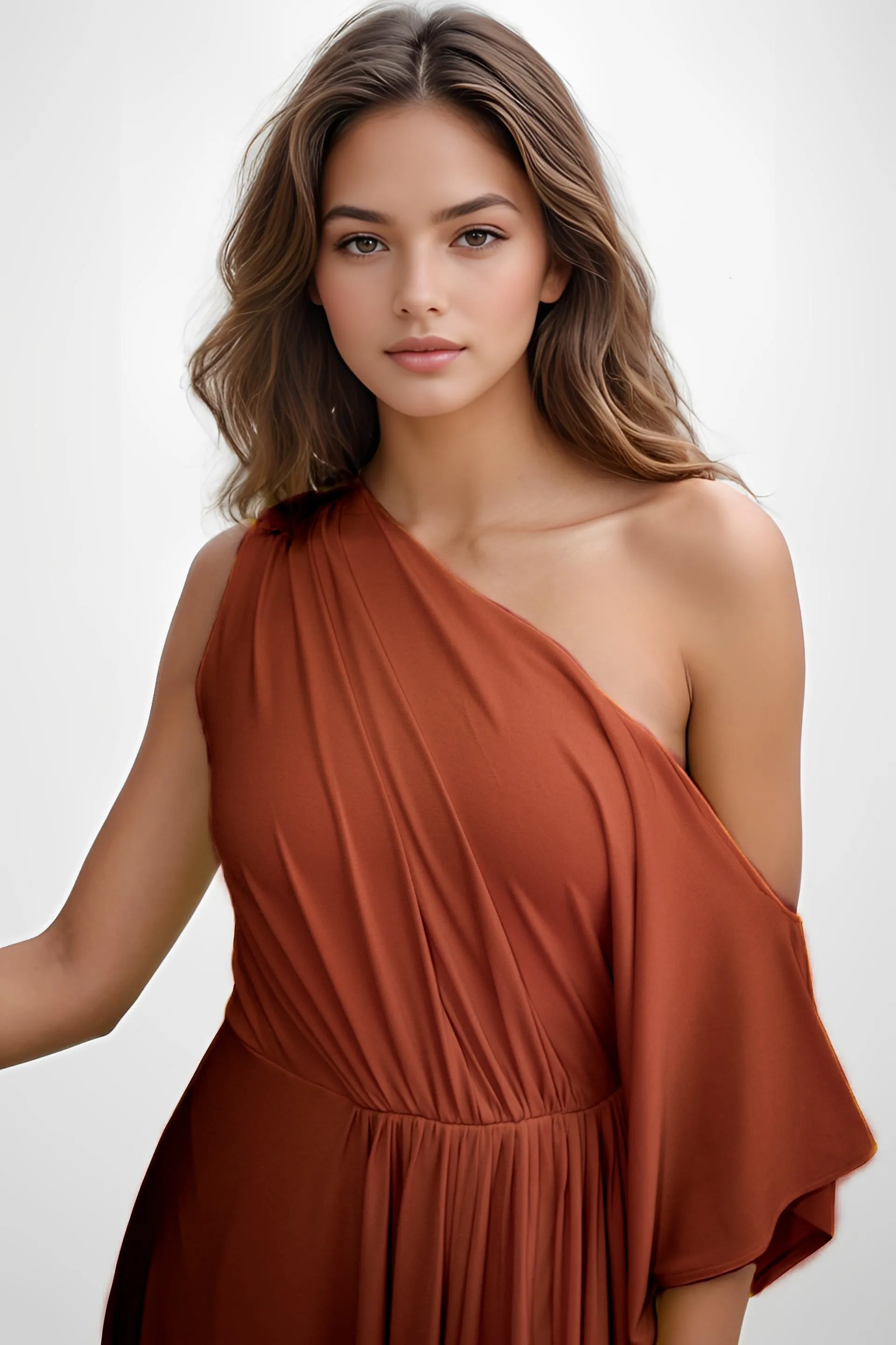 Empire Asymmetrical Draped Maxi Dress- CUSTOMIZED COLOR