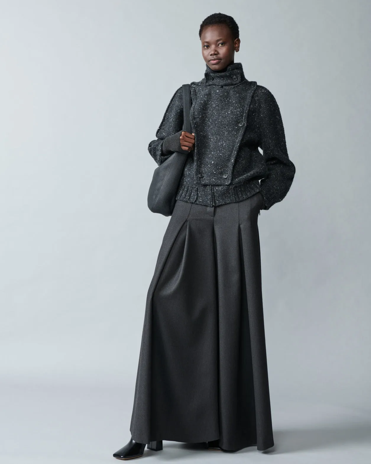 Extra Wide Palazzo Wool Stretch Flannel Pants