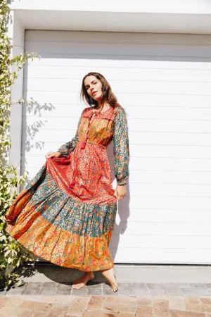Farm Rio long print patch dress