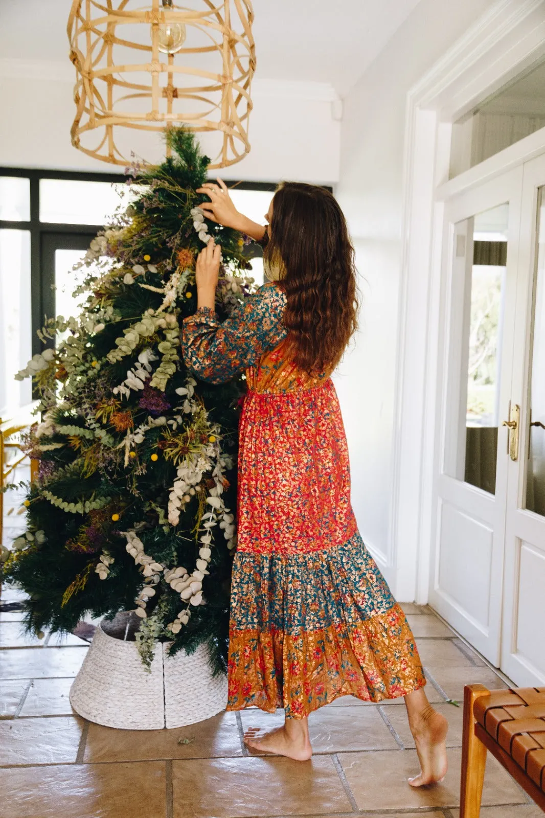 Farm Rio long print patch dress