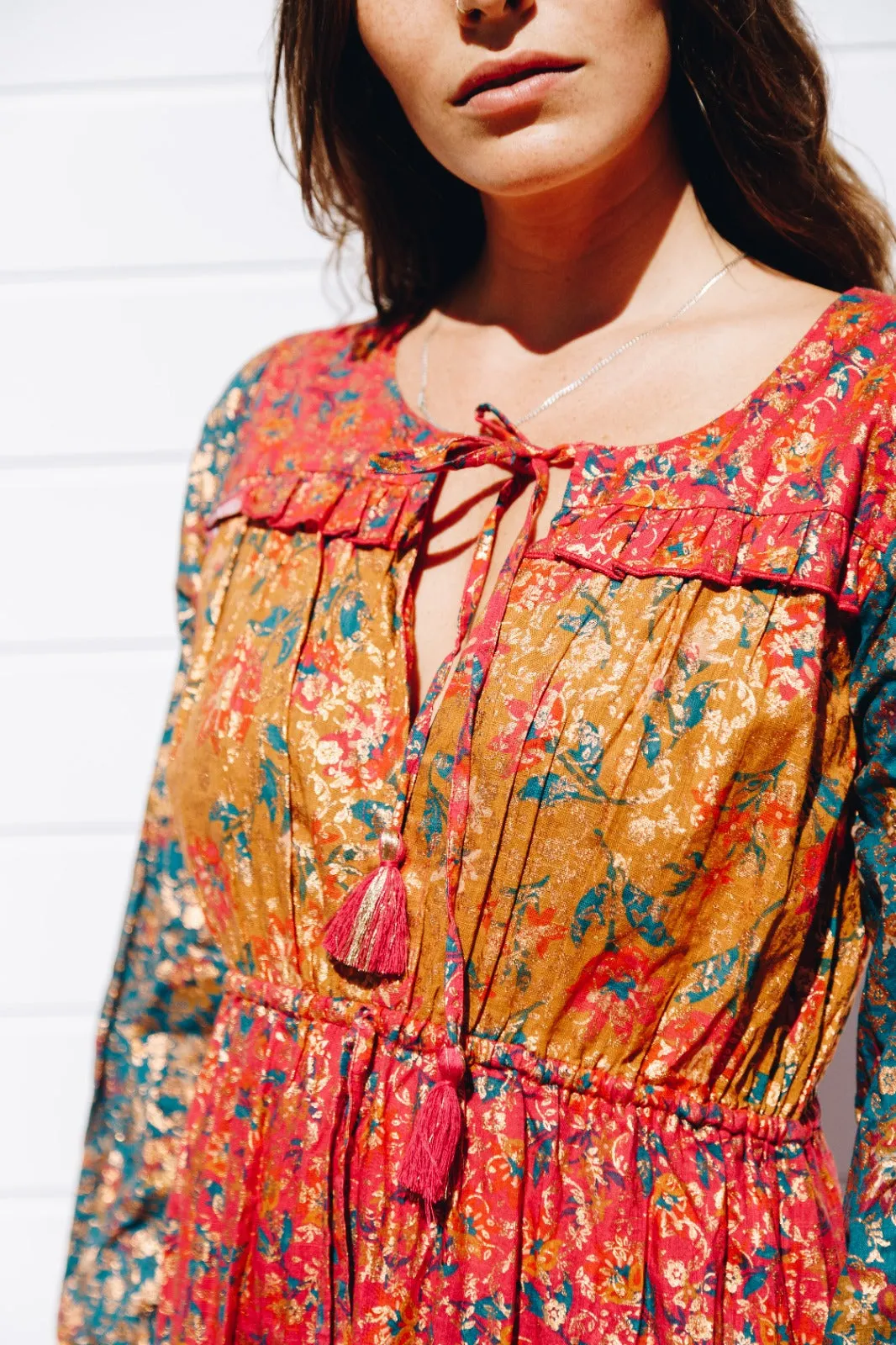 Farm Rio long print patch dress