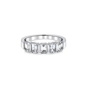 Fink's Exclusive Emerald Cut Diamond Bezel Set Band in Platinum