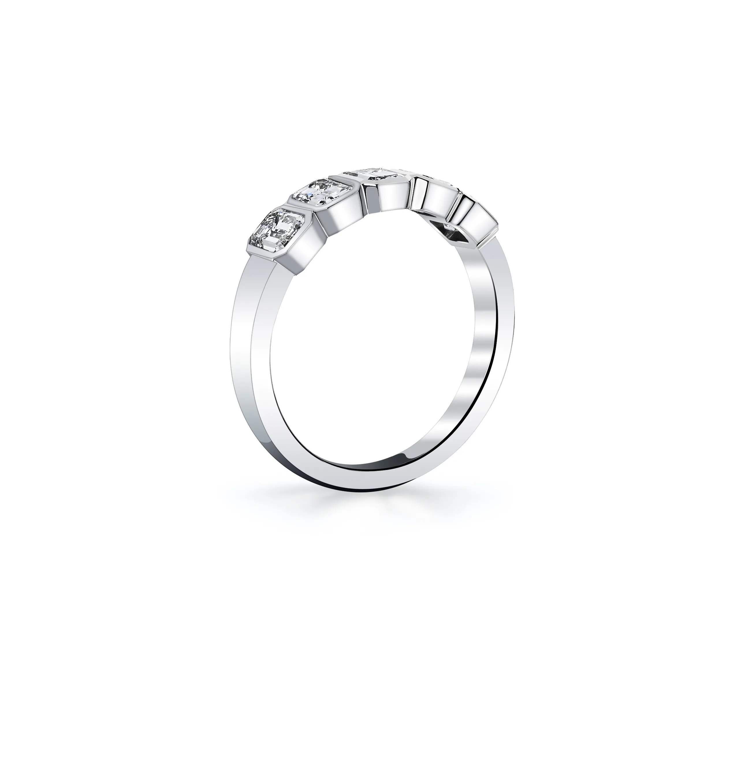 Fink's Exclusive Emerald Cut Diamond Bezel Set Band in Platinum
