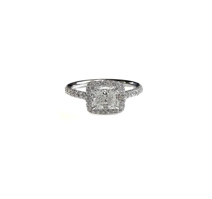 Fink's Exclusive Platinum Halo Radiant Diamond Engagement Ring