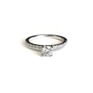 Fink's Exclusive Round Diamond and Diamond Pavé Engagement Ring