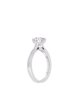 Fink's Exclusive Round Diamond and Diamond Pavé Shank Engagement Ring in White Gold