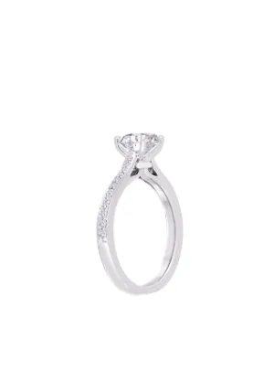 Fink's Exclusive Round Diamond and Diamond Pavé Shank Engagement Ring in White Gold