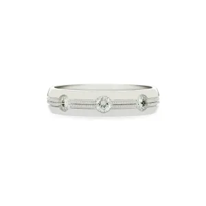 Fink's Men's 14K White Gold Round Diamond Textured Wedding Band