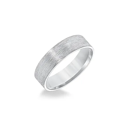 Fink's Men's 6mm 14K White Gold Wire-Brushed Wedding Band