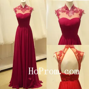 Floor Length Prom Dress,Rose Red Prom Dresses,Evening Dress