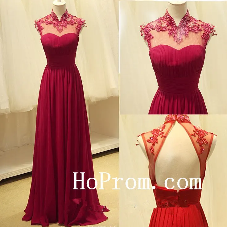 Floor Length Prom Dress,Rose Red Prom Dresses,Evening Dress