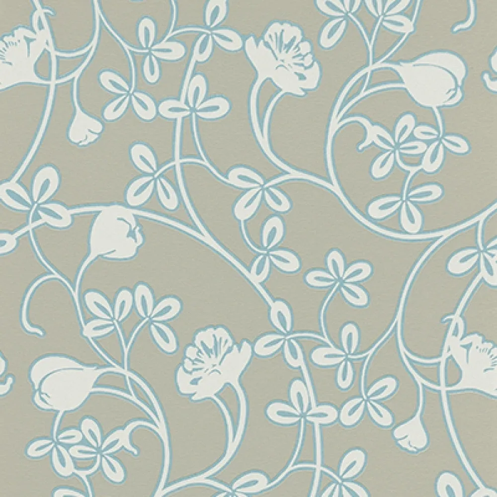 Floral Motifs Scroll Taupe Turquoise 6831-18 Wallpaper