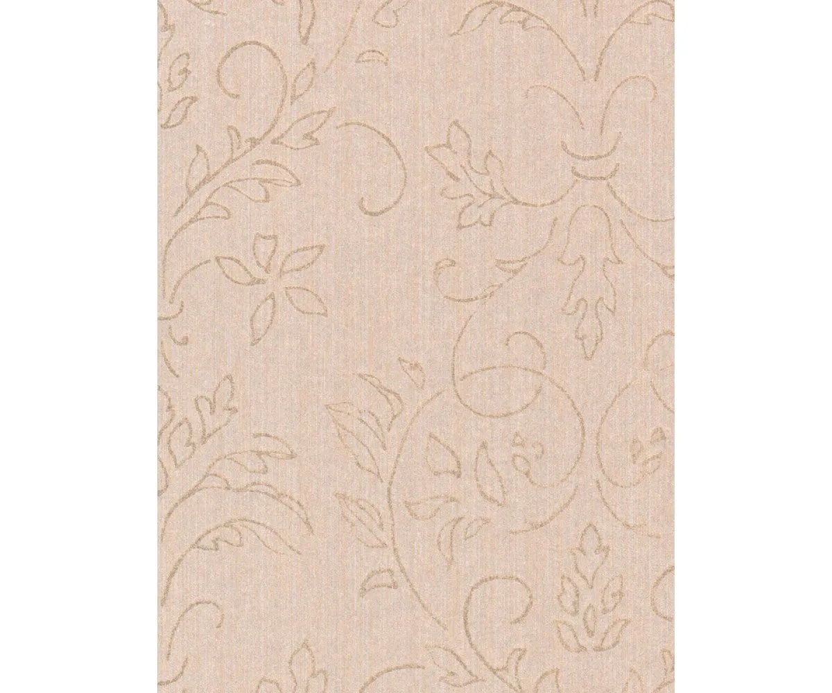 Floral Scroll Textured Metallic Beige 290670 Wallpaper