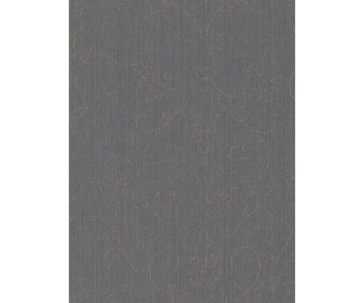Floral Scroll Textured Metallic Black 290656 Wallpaper