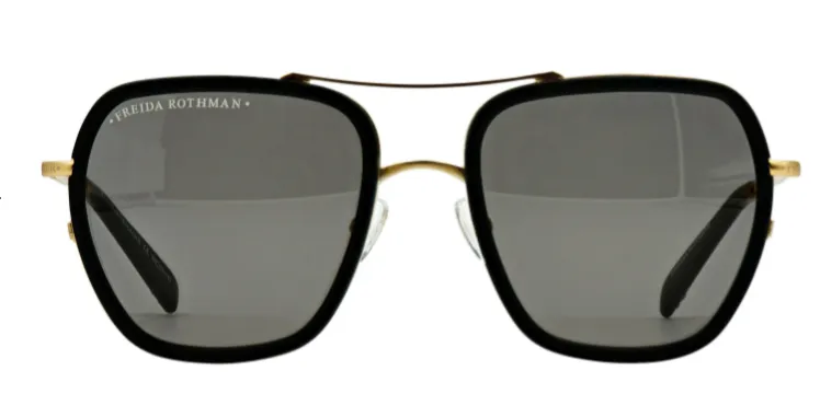 Freida Rothman Breckenridge Squared Aviator Sunglasses Black
