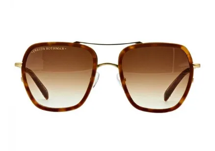 Freida Rothman Breckenridge Squared Aviator Sunglasses Tortoise