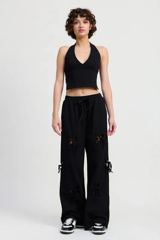 French Terry Pants With Cutout Details