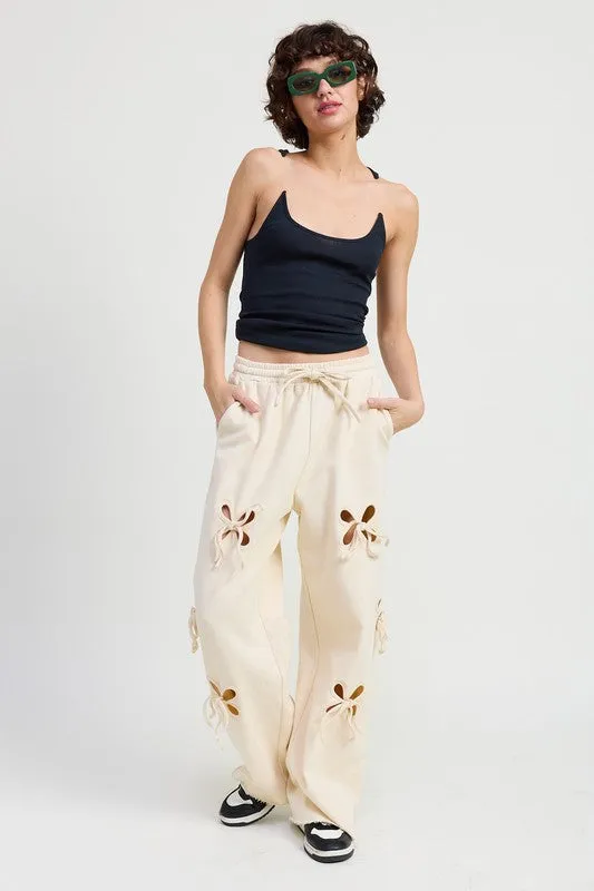 French Terry Pants With Cutout Details