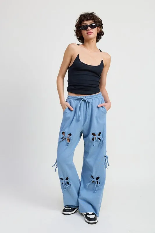 French Terry Pants With Cutout Details