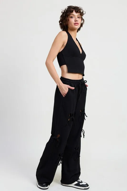 French Terry Pants With Cutout Details