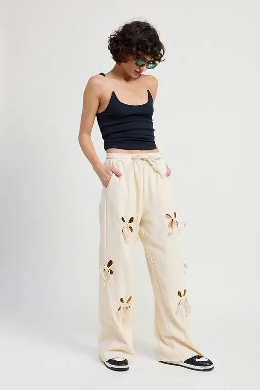 French Terry Pants With Cutout Details