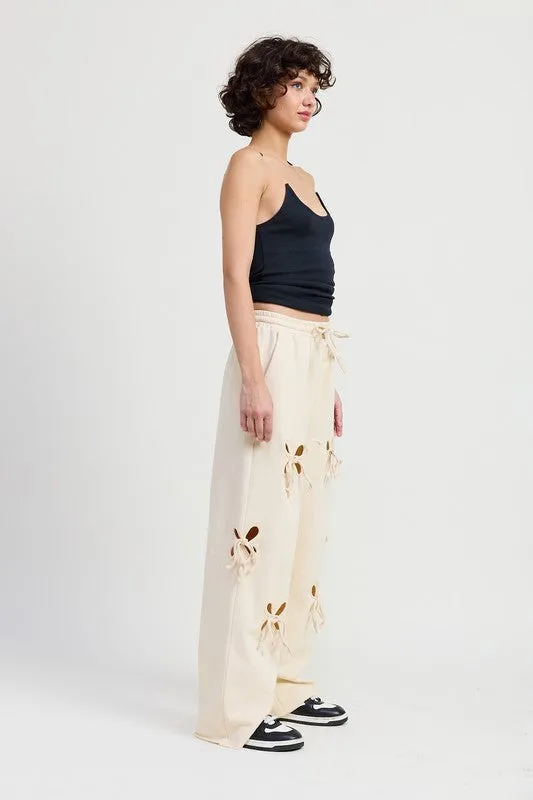 French Terry Pants With Cutout Details