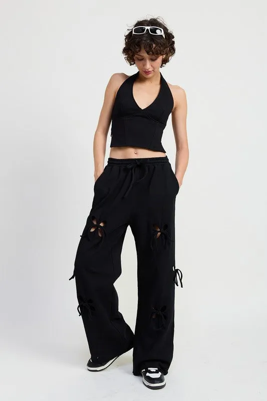 French Terry Pants With Cutout Details
