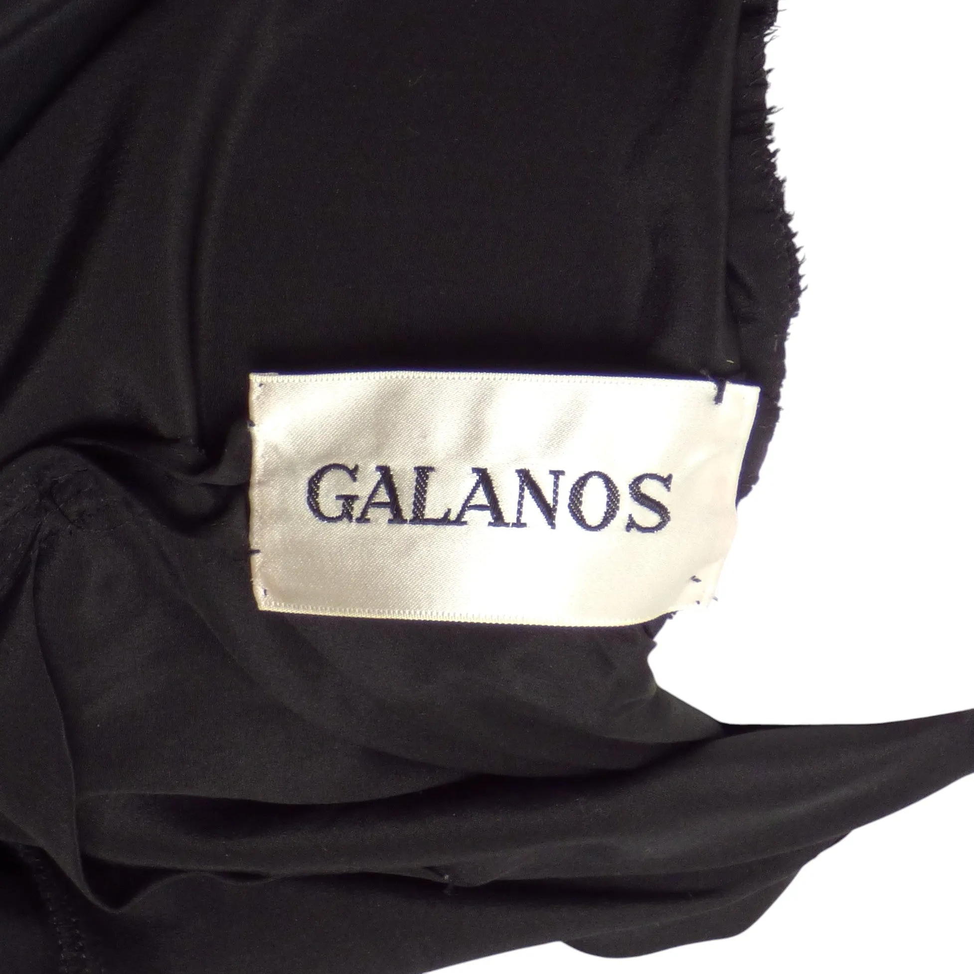 GALANOS- 1970s Black Bias Cut Silk Dress, Size 6