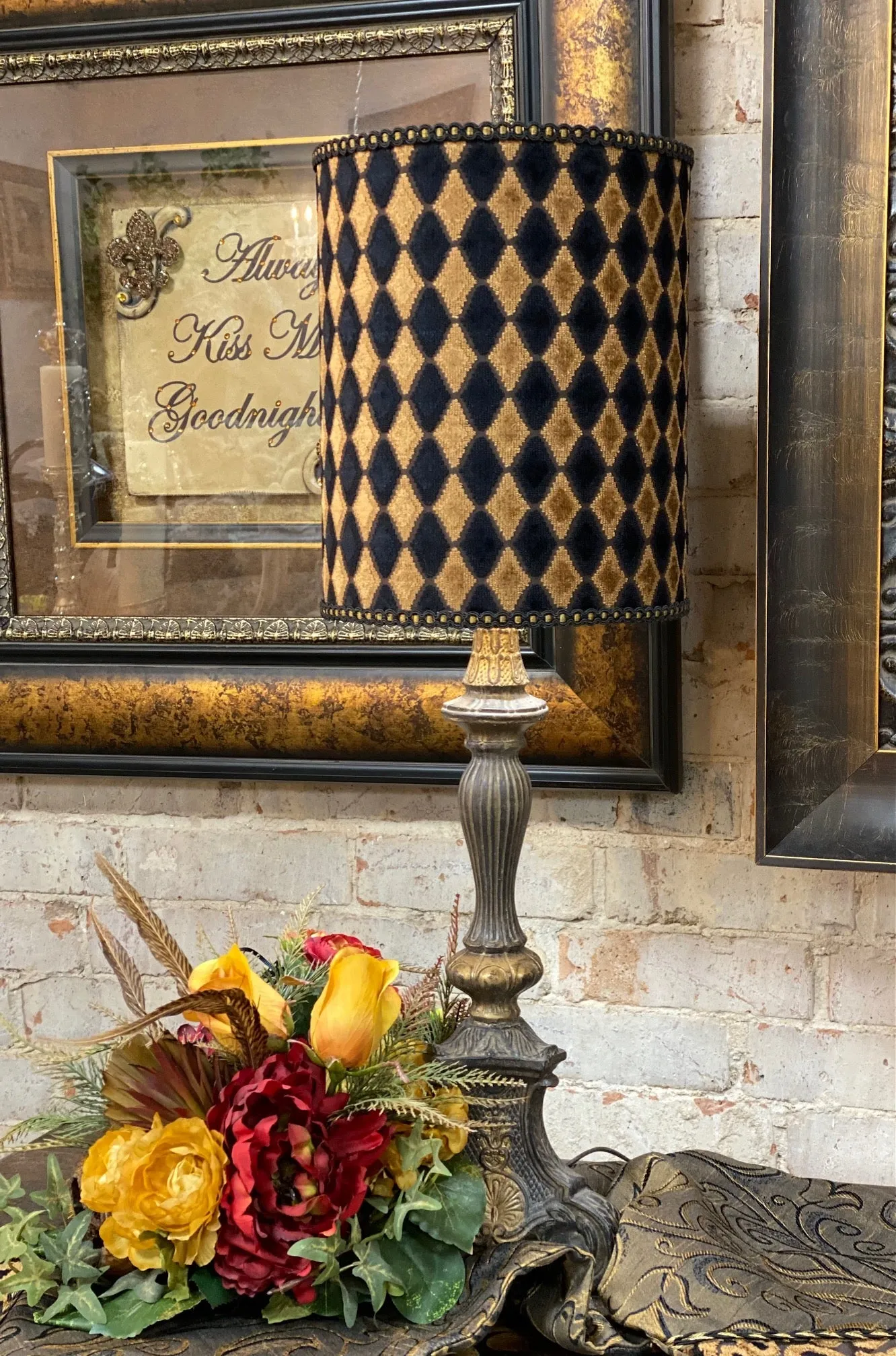Gallery Designs Table Lamp with Harlequin Lamp Shade