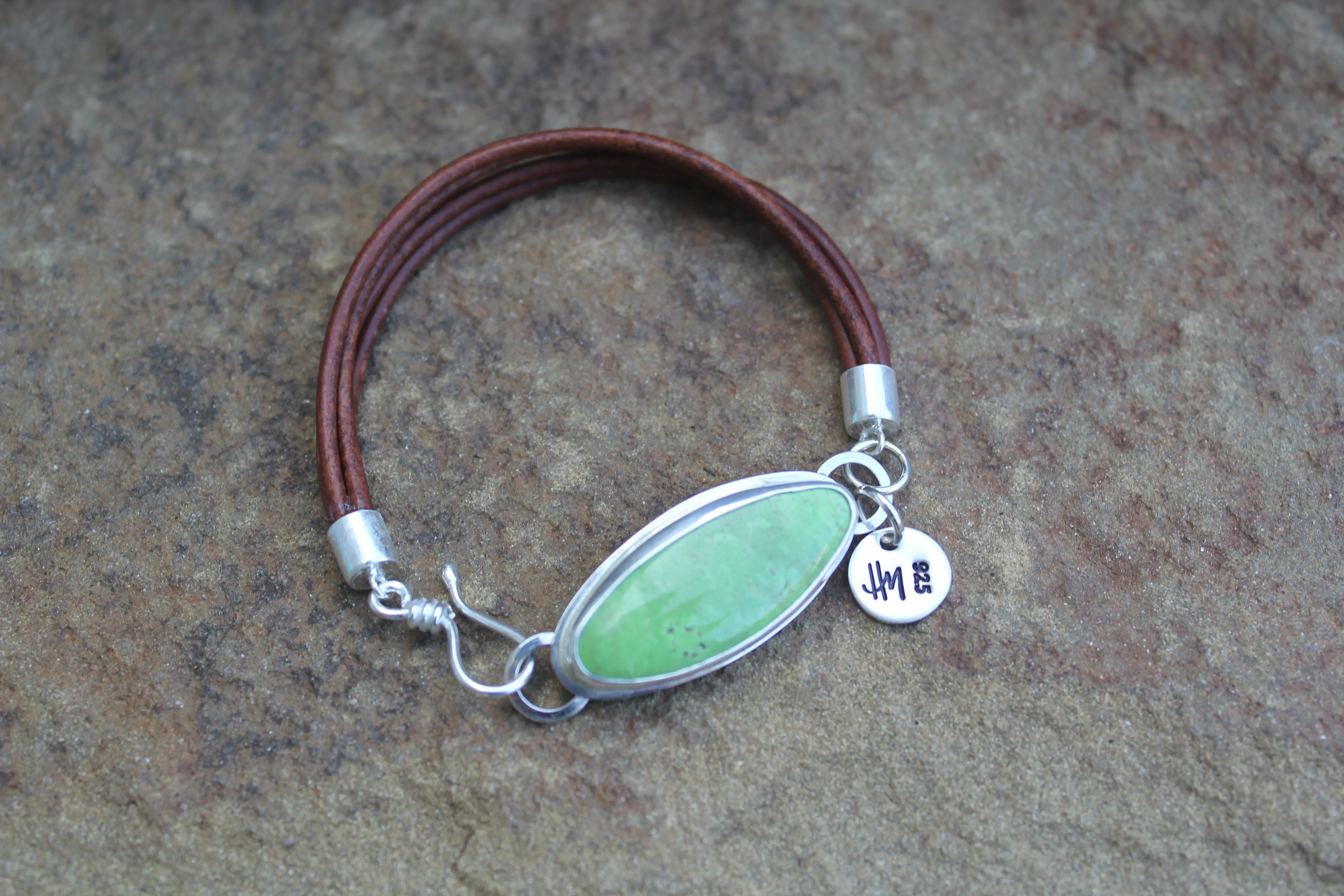 Gaspeite Leather Strand Bracelet