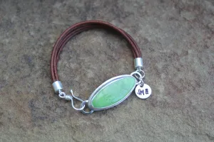 Gaspeite Leather Strand Bracelet