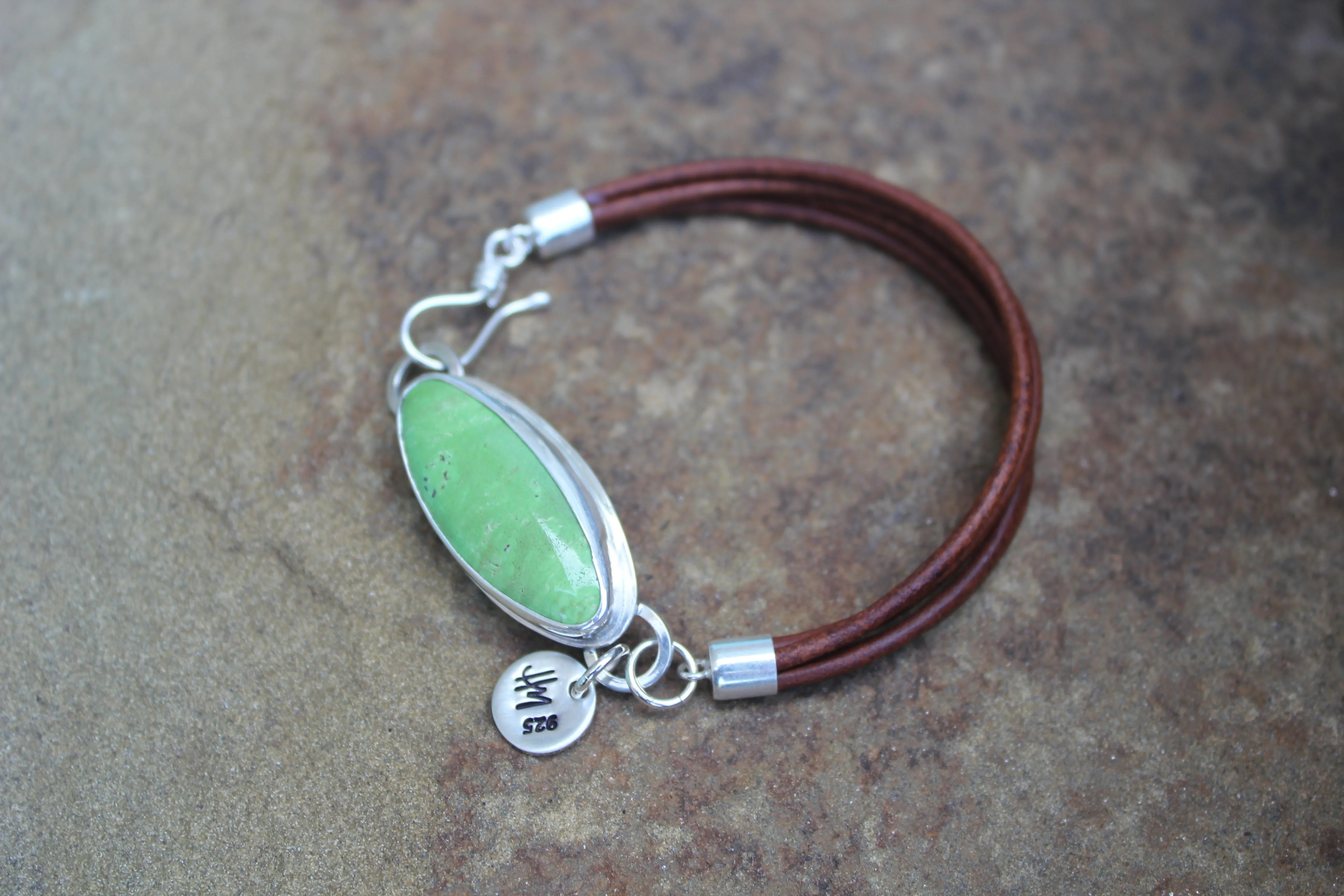 Gaspeite Leather Strand Bracelet