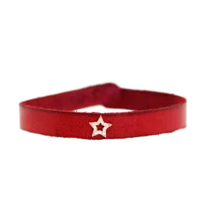 Gold Star Red Leather Bracelet