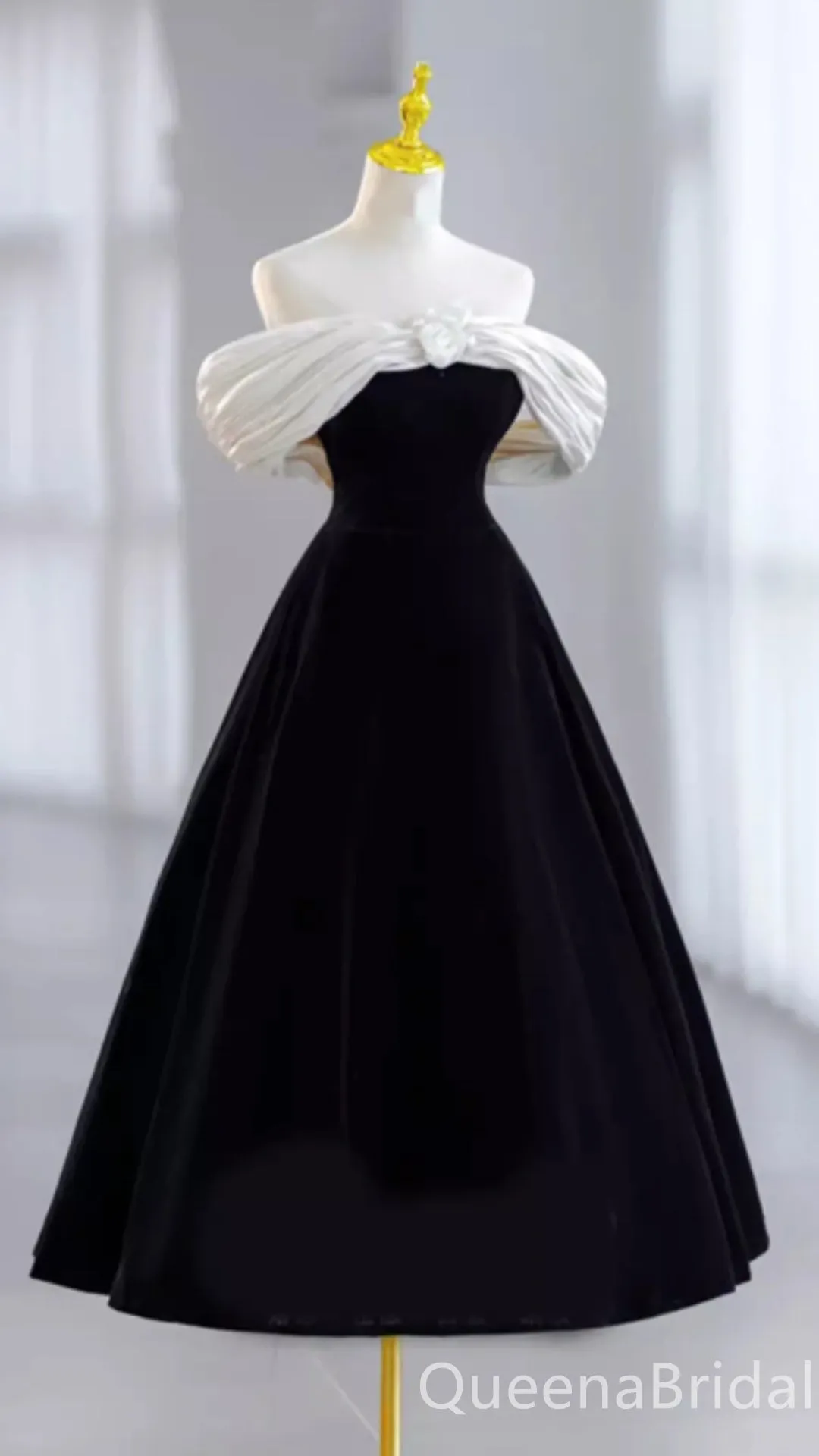 Gorgeous Off Shoulder Pearl Flower Long Party Dress Prom Dresses ,WGP1776