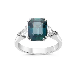 Green Sapphire Three Stone Ring