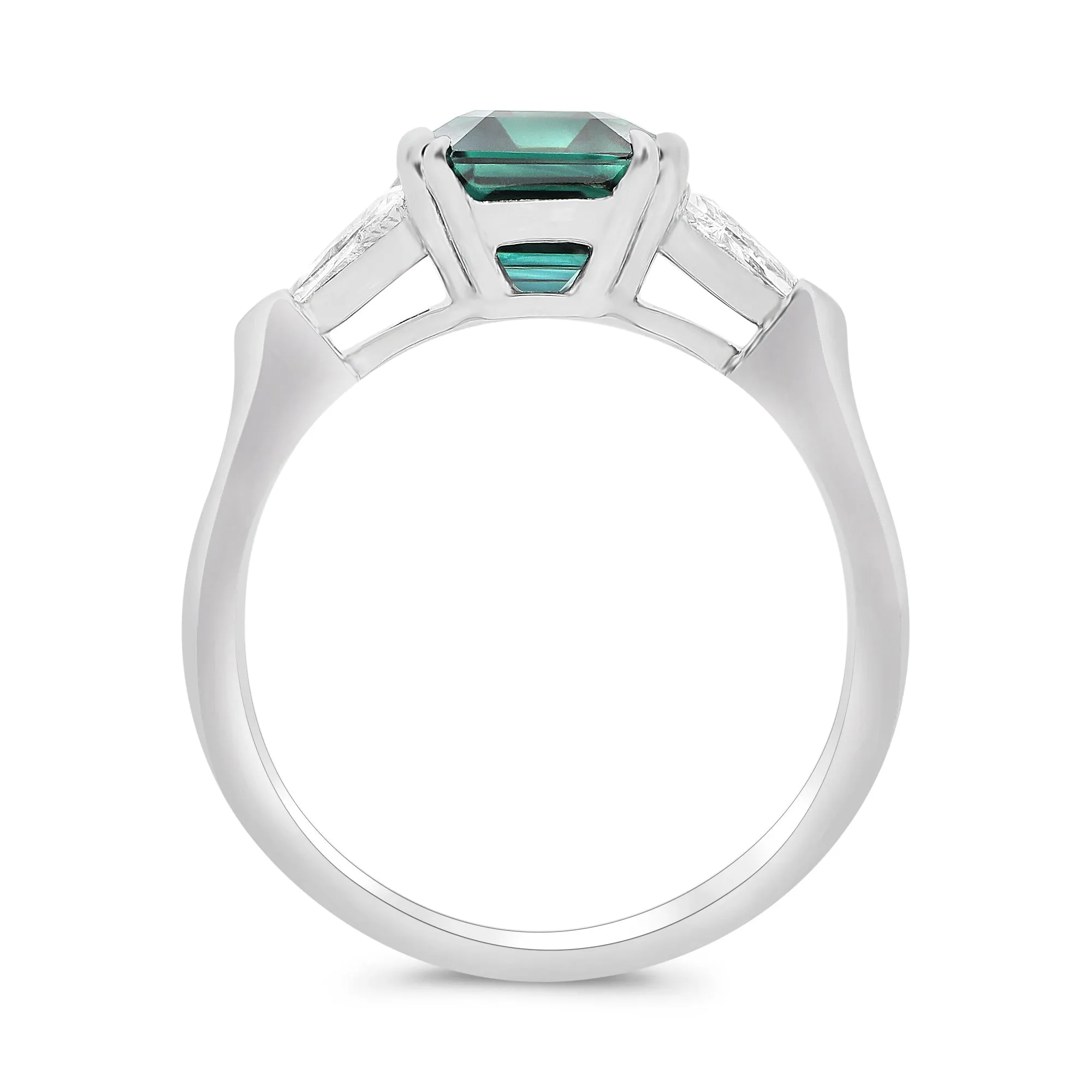 Green Sapphire Three Stone Ring