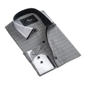 Grey Stars Mens Slim Fit Designer Dress Shirt - tailored Cotton Shirts for Work and Casual Wear