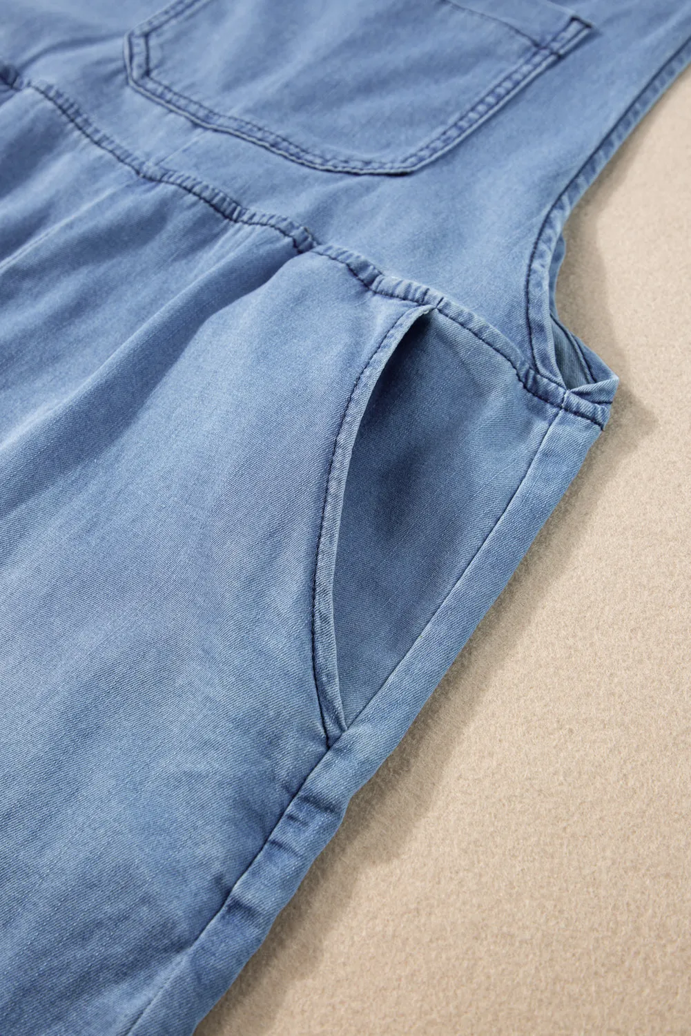 Grommet Tie Denim Romper