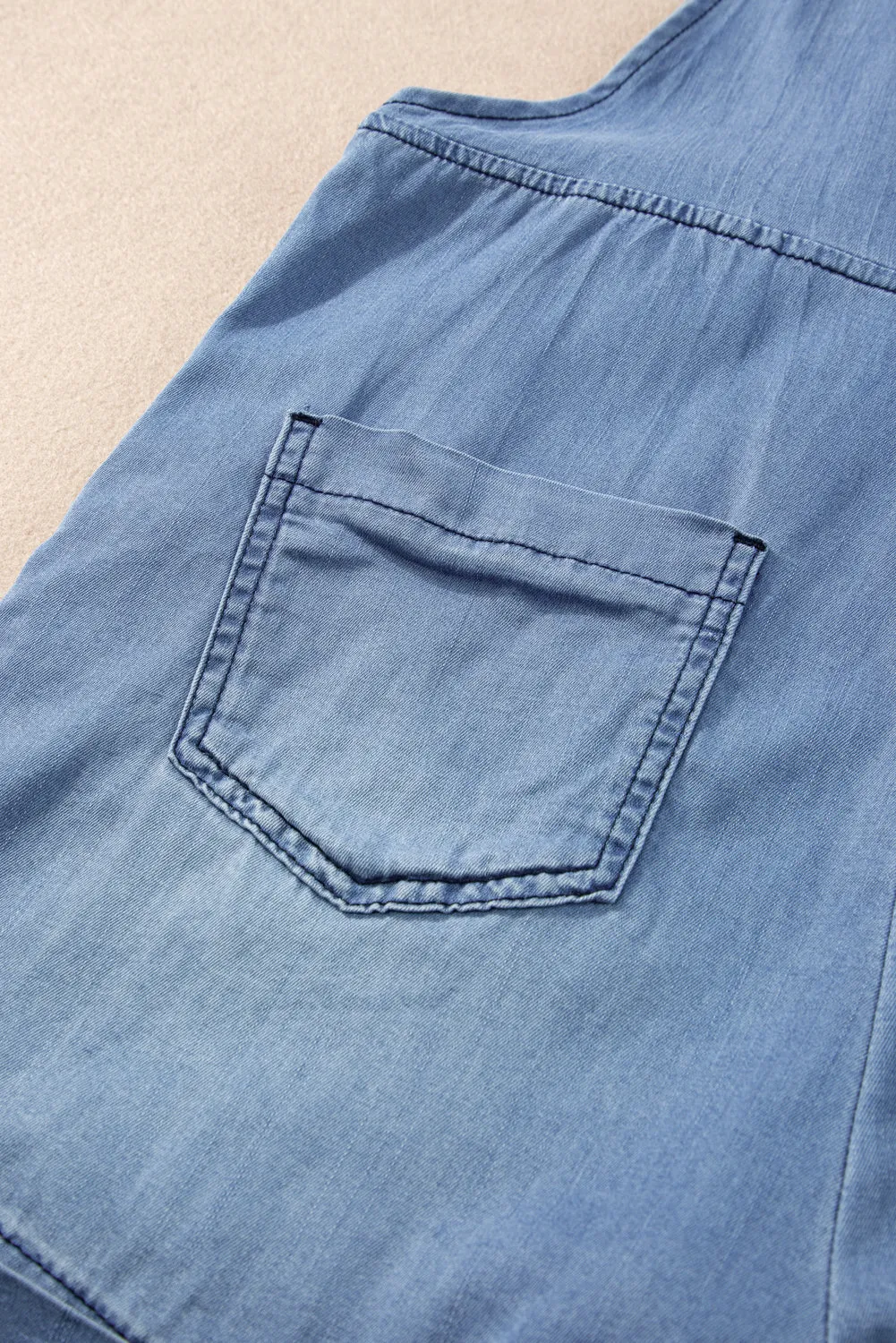 Grommet Tie Denim Romper